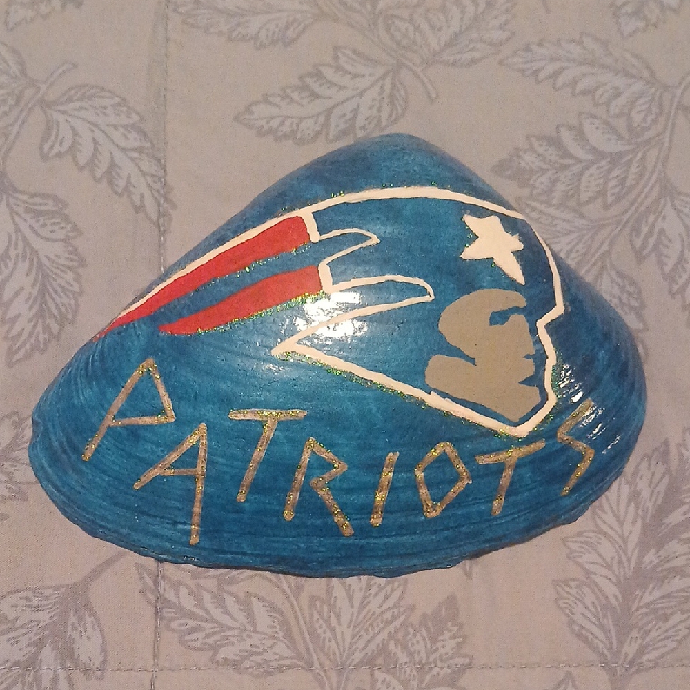 New England Patriots Hand-Painted Sea Shell